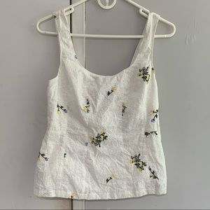 Floral embroidered white top